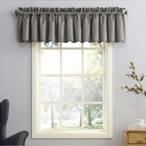 Sun Zero Barrow Energy Efficient Rod Pocket Curtain Single Valance (Steel Gray)